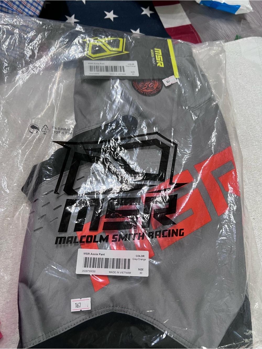 NWT MSR Axxis Motocross Pants Men’s 30 Grey Orange Malcolm Smith Racing MX ATV